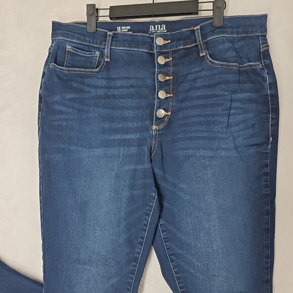a.n.a Jeans Womens 16 High-Rise Skinny Button Fly Stretch Denim EUC - Picture 2 of 11
